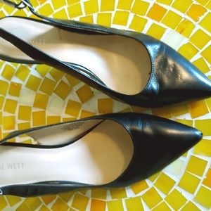 Nine West Black Slingback Leather Pumps